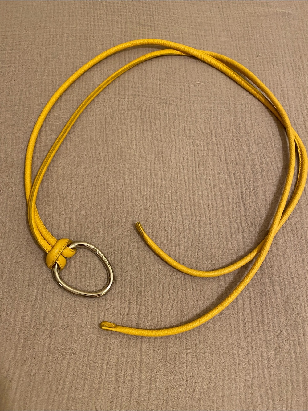 PETER KEN Yellow Leather Belt with Oval Accent. One size